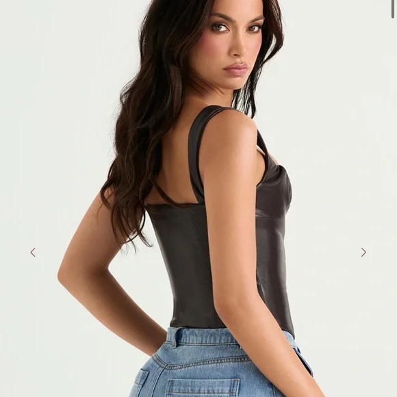 House of CB Dark Brown James vegan Leather corset top size medium - Picture 6 of 7